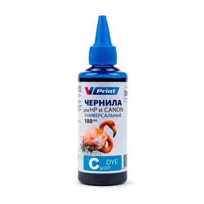 Чернила VPRINT CAN/HH ТИП Универсальные (для Hp и Canon) Cyan / Голубой 100ml (100) водорастворимые для струйных принтеров