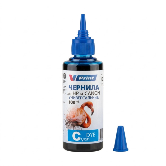 Чернила VPRINT CAN/HH ТИП Универсальные (для Hp и Canon) Cyan / Голубой 100ml (100) водорастворимые для струйных принтеров