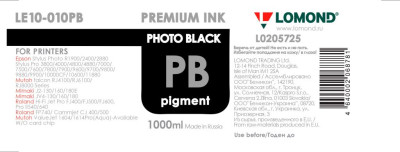 Чернила Stylus PRO 4880/7880/9880 LOMOND LE10-010PB Photo Black / Фото Черный 1L. Пигментные