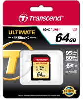 Карта памяти SD 64GB Class 10 U3 Transcend TS64GSDU3 высокоскоростная