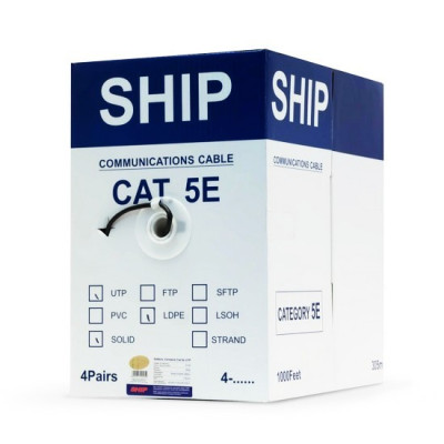 Кабель сетевой, SHIP, D106, Cat.5e, UTP, 4x2x1/0.51мм, PE, 305 м/б (Влагост. Для наружных работ)
