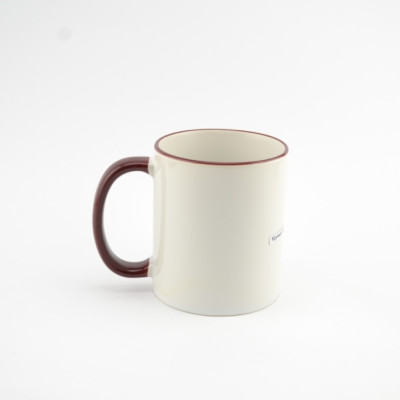 Кружка с цветной каймой MT-B003 для сублимации, 11oz, Темно-красная  (48)