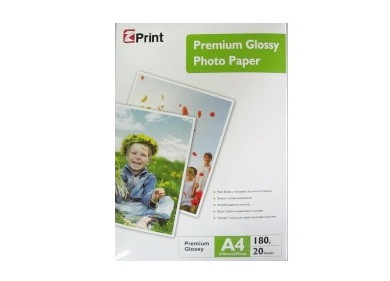 EZ-PRINT 53W180-А4-20 ПРЕМИУМ СУПЕР ГЛЯНЦЕВАЯ ФОТО БУМАГА А4. 180ГРАММ.