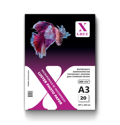 RC260L-A3-20 (Luster) Фотобумага микропористая для струйной печати X-GREE ТИСНЕННАЯ С БЛЕСКОМ A3*297x420мм/20л/260г NEW (25)