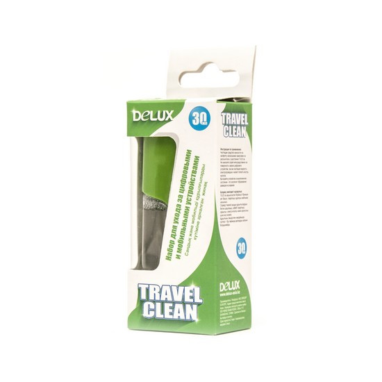 Чистящий набор  Delux Travel Clean 30 мл. гель и салф. микрофибра 18*18 см (зеленая)