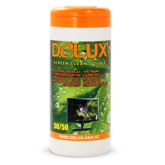 Чистящие салфетки, Delux, Screen Clean Double 50/50  100шт/туба (оранжевая)