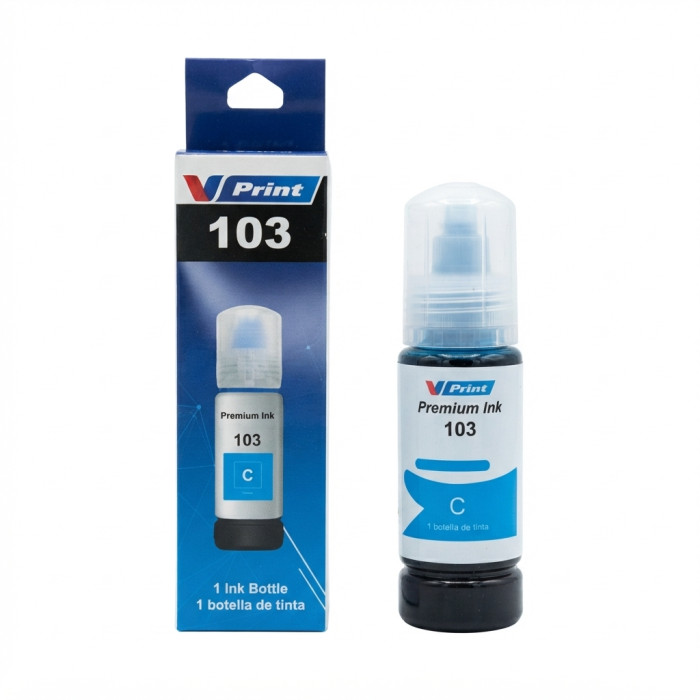 Чернила VPRINT EP UNIVERSAL ТИП 103 (L3100/3150/3160/5190) Cyan / Голубой 70ml (100)  водорастворимые для струйных принтеров 