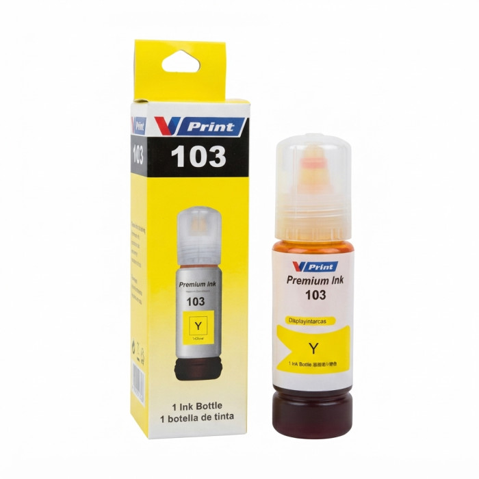 Чернила VPRINT EP UNIVERSAL ТИП 103 (L3100/3150/3160/5190) Yellow / Желтый 70ml (100)  водорастворимые для струйных принтеров 