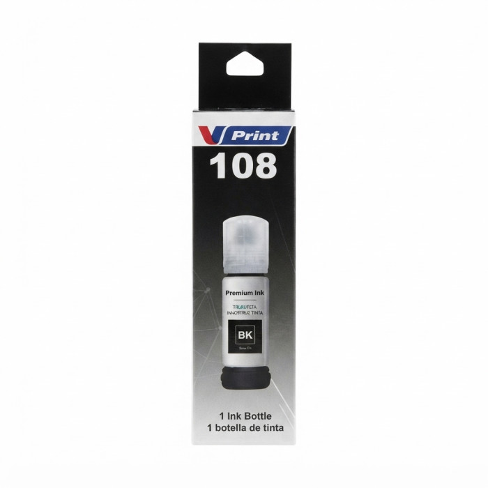 Чернила VPRINT EP UNIVERSAL ТИП 108 (L8050/18050) Black / Черный 70ml (100)  водорастворимые для струйных принтеров