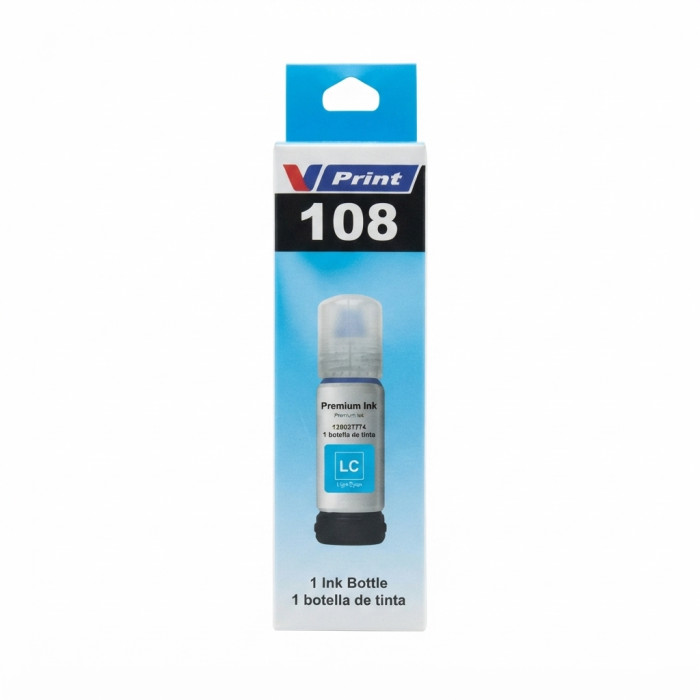 Чернила VPRINT EP UNIVERSAL ТИП 108 (L8050/18050) Light Cyan / Св.Голубой 70ml (100)  водорастворимые для струйных принтеров 