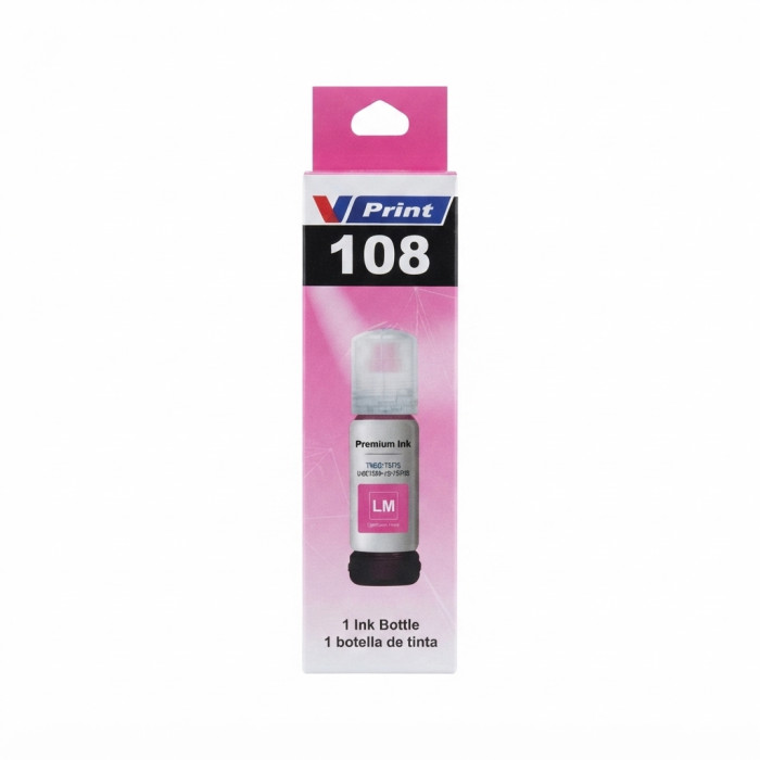 Чернила VPRINT EP UNIVERSAL ТИП 108 (L8050/18050) Light Magenta / Св.Пурпурный 70ml (100)  водорастворимые для струйных принтеров 