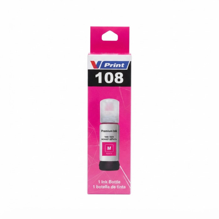 Чернила VPRINT EP UNIVERSAL ТИП 108 (L8050/18050) Magenta / Пурпурный 70ml (100)  водорастворимые для струйных принтеров 