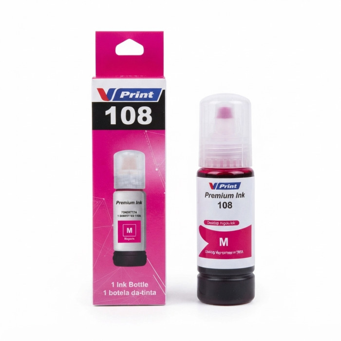Чернила VPRINT EP UNIVERSAL ТИП 108 (L8050/18050) Magenta / Пурпурный 70ml (100)  водорастворимые для струйных принтеров 