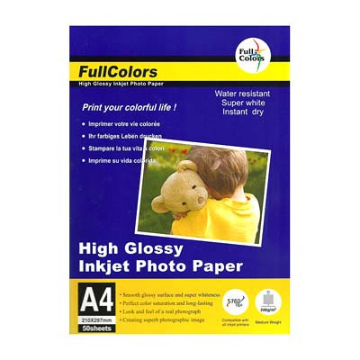 Фотобумага Глянцевая A4/50/200г  FullColors 200GSM-A4-50(24)