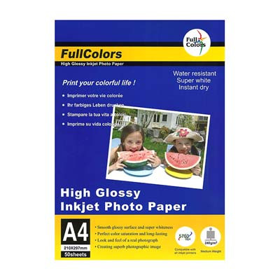 Фотобумага Глянцевая A4/50/240г  FullColors 240GSM-A4-50 (20)