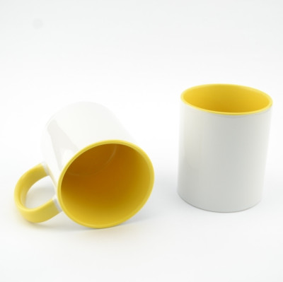 Кружка MT-B002Н для сублимации, ручка и внутренняя часть в цвете, 11oz, Желтая (48)