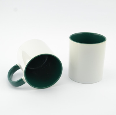 Кружка MT-B002Н для сублимации, ручка и внутренняя часть в цвете, 11oz, Зеленая  (48)