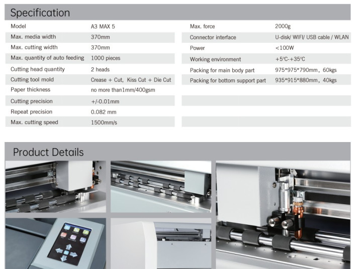 Режущий плоттер с АВТОподачей листов и СЕРВОдвигателями SKYCUT A3 MAX5 (servo label cutter) (2 инструмента) + стенд