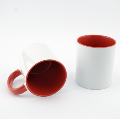 Кружка MT-B002Н для сублимации, ручка и внутренняя часть в цвете, 11oz, Красная (48)