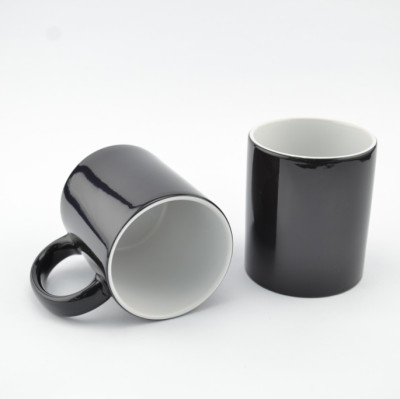 Кружка глянцевая MT-B006P Хамелеон для сублимации, 11oz, Черная (48)