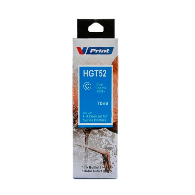 Чернила VPRINT HH UNIVERSAL ТИП GT52 (ST и IT 115/315/415/319/419) Cyan / Голубой 70ml (100)  водорастворимые для струйных принтеров