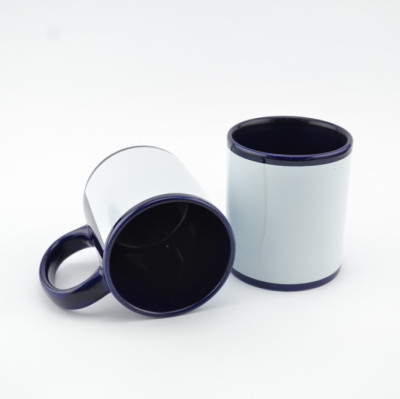 Кружка цветная с белым окошком MT-B010 для сублимации, 11oz, Синяя  (48)