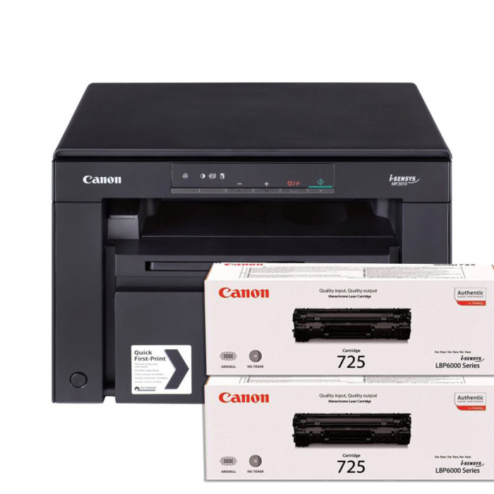 МФУ Canon i-SENSYS MF3010 PRINT/COPY/SCAN (Картридж 725) + 2 оригинальных картриджа дополнительно 5252В004АА